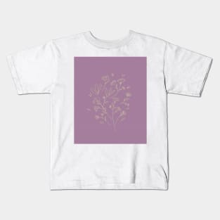 Pastel purple flowers line art Kids T-Shirt